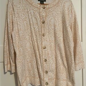 Eddie Bauer Cream and Tan Button-Down Shirt